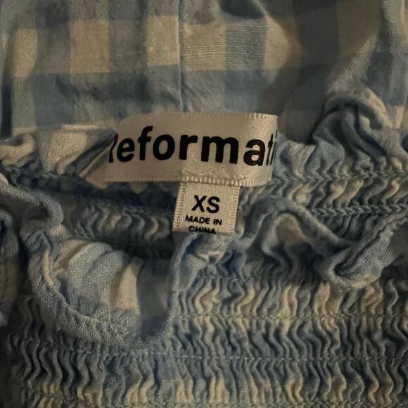 Reformation Dawson Gingham Short Mini Dress XS Women’s Blue - Picture 3 of 6